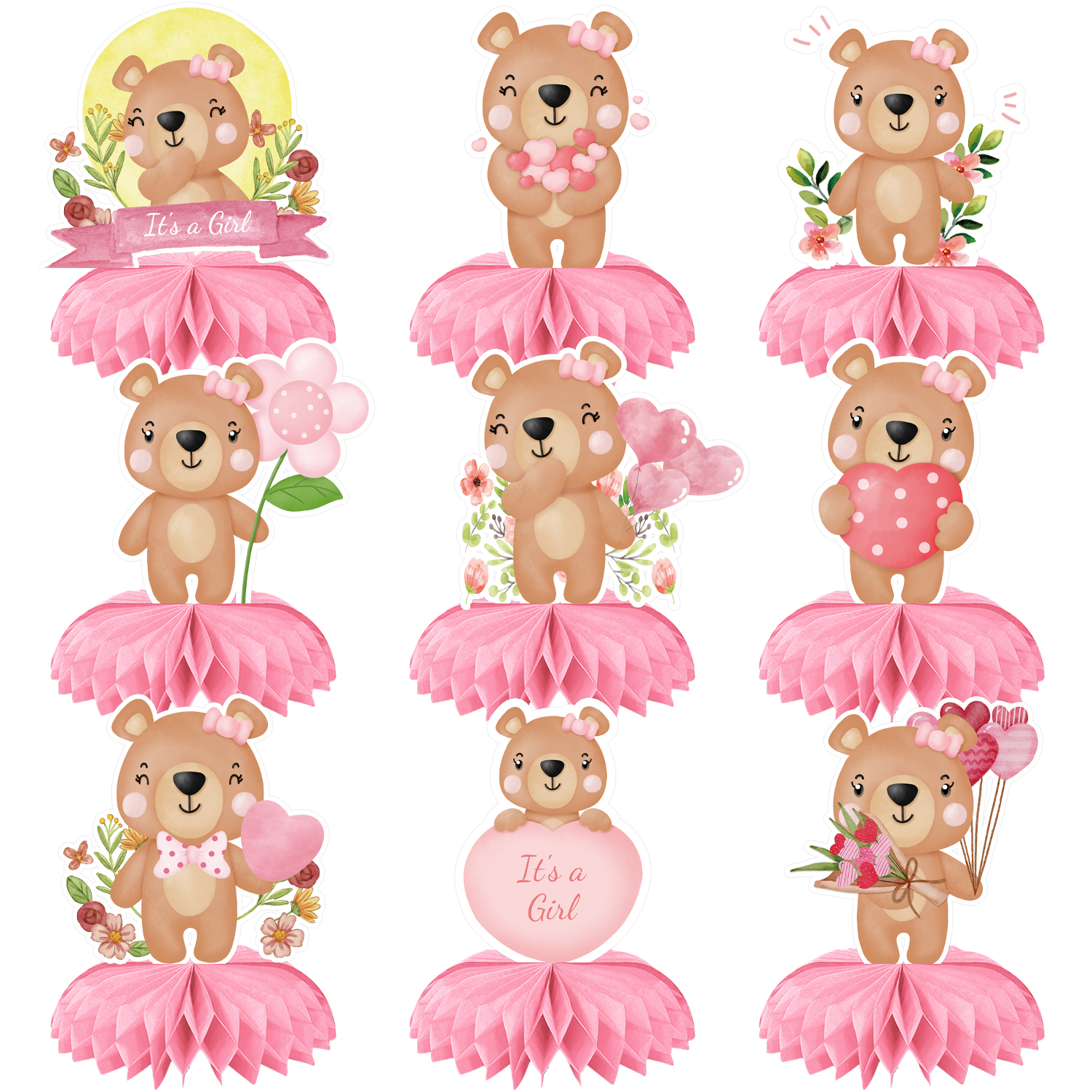 9Pcs Pink Bear 3D Honeycomb Ce - 3D Printing Table recensie en prijs