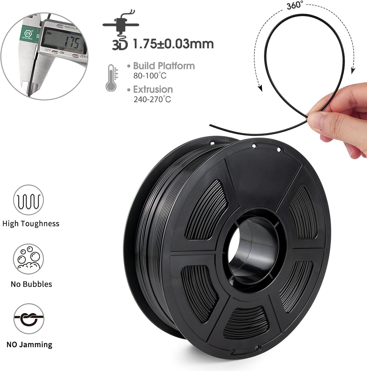 ASA Filament 1.75mm Black 1KG, - Asa Filament Outdoor recensie en prijs